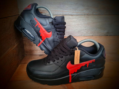 Custom Painted Air Max 90/Sneakers/Shoes/Kicks/Premium/Personalised/Red Drip