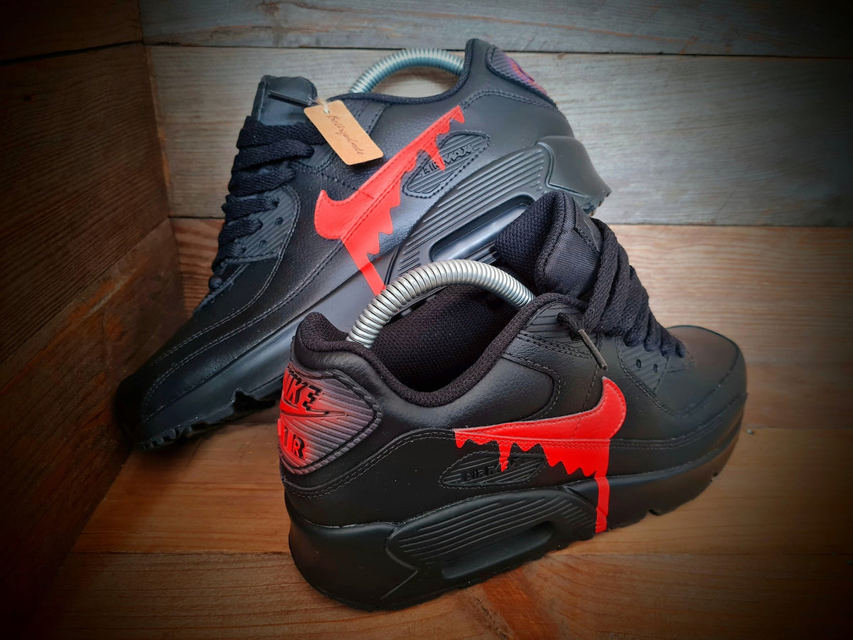 Custom Painted Air Max 90/Sneakers/Shoes/Kicks/Premium/Personalised/Red Drip