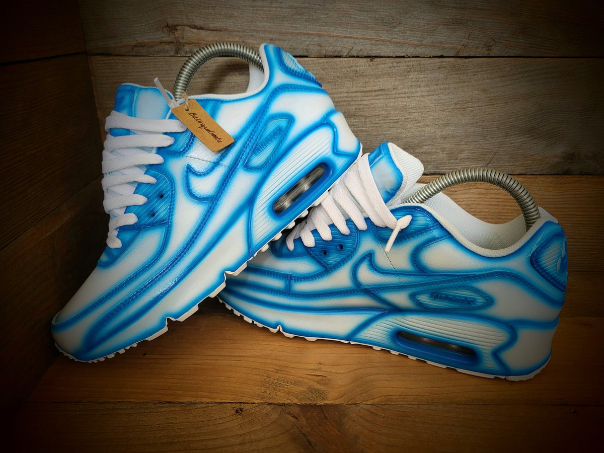 Custom Painted Air Max 90/Sneakers/Shoes/Kicks/Premium/Personalised/Blue Cartoon