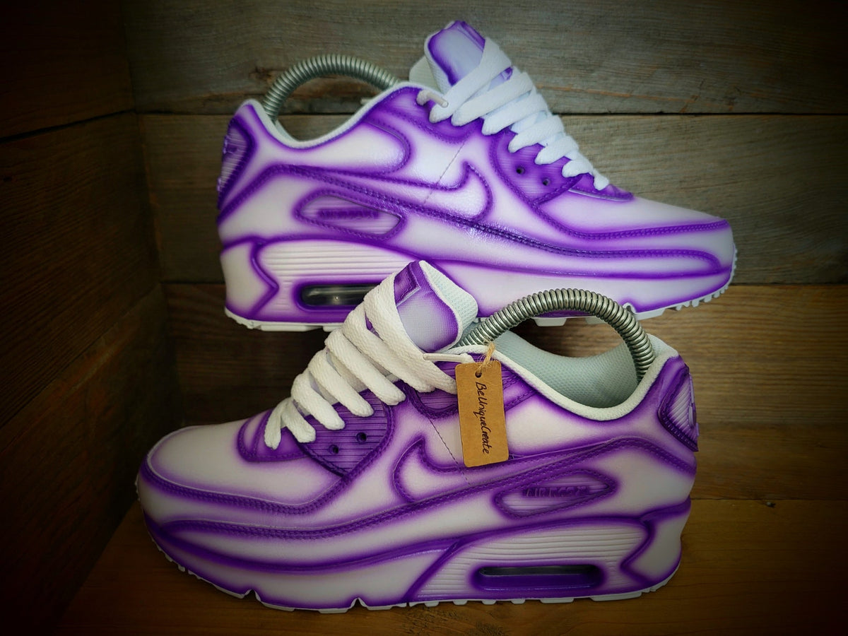 Custom Painted Air Max 90/Sneakers/Shoes/Kicks/Premium/Personalised/Purple Cartoon