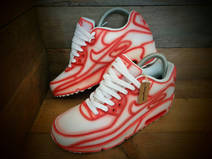 Custom Painted Air Max 90/Sneakers/Shoes/Kicks/Premium/Personalised/Red Cartoon