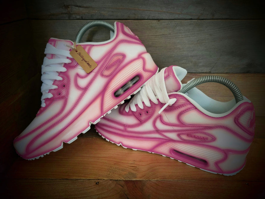 Custom Painted Air Max 90/Sneakers/Shoes/Kicks/Premium/Personalised/Pink Cartoon