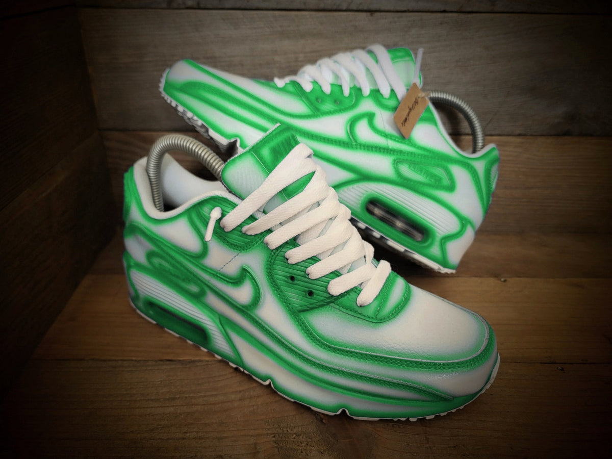 Custom Painted Air Max 90/Sneakers/Shoes/Kicks/Premium/Personalised/Green Cartoon