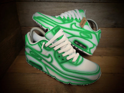 Custom Painted Air Max 90/Sneakers/Shoes/Kicks/Premium/Personalised/Green Cartoon