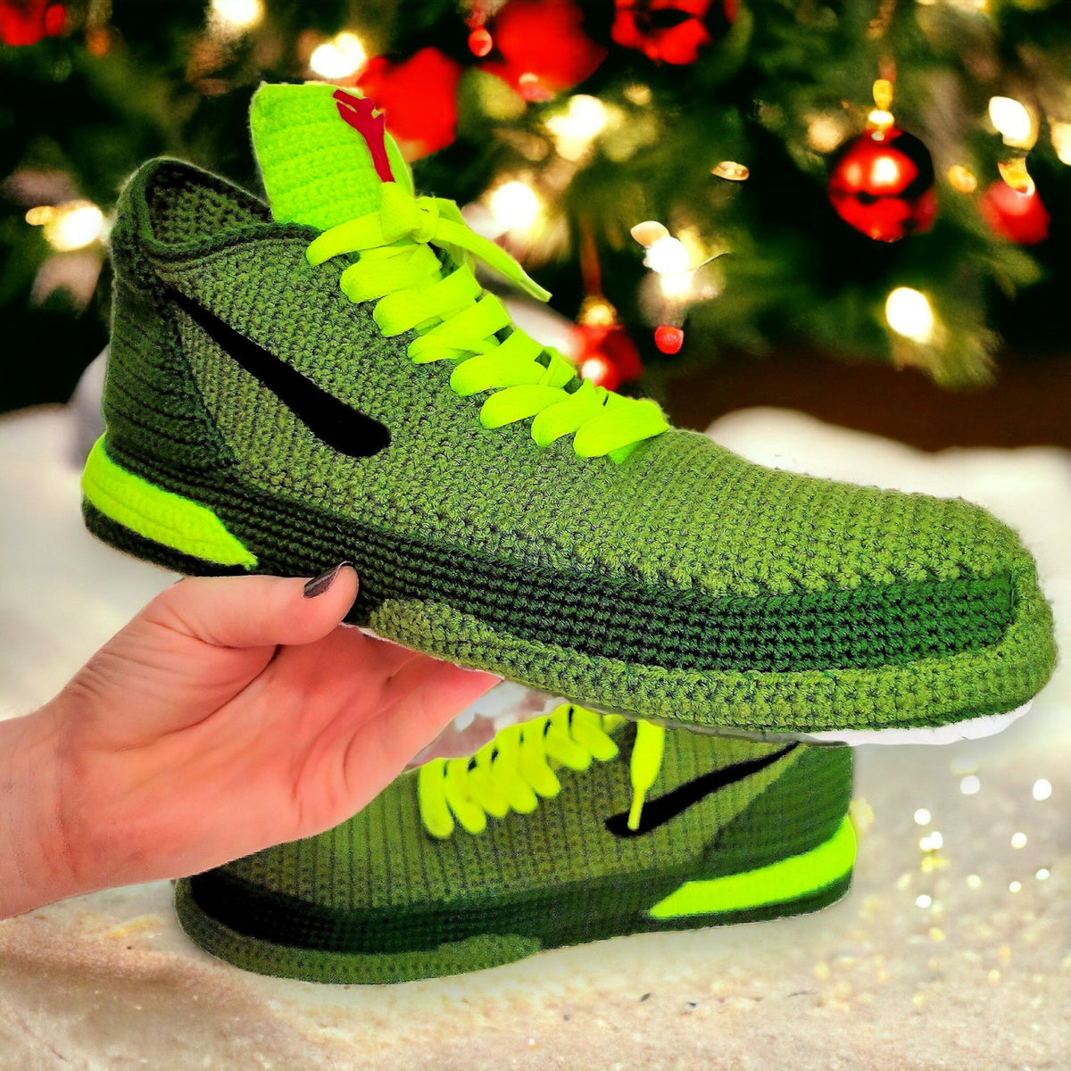 Kobe Green Christmas Sneakers - Custom Mamba Style Retro Basketball Shoes - Holiday Gift for Sneakerheads - Urban 24 Outfit - Plush Sneakers