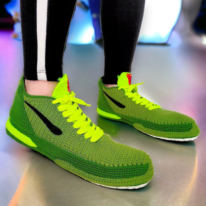 Kobe Green Christmas Sneakers - Custom Mamba Style Retro Basketball Shoes - Holiday Gift for Sneakerheads - Urban 24 Outfit - Plush Sneakers