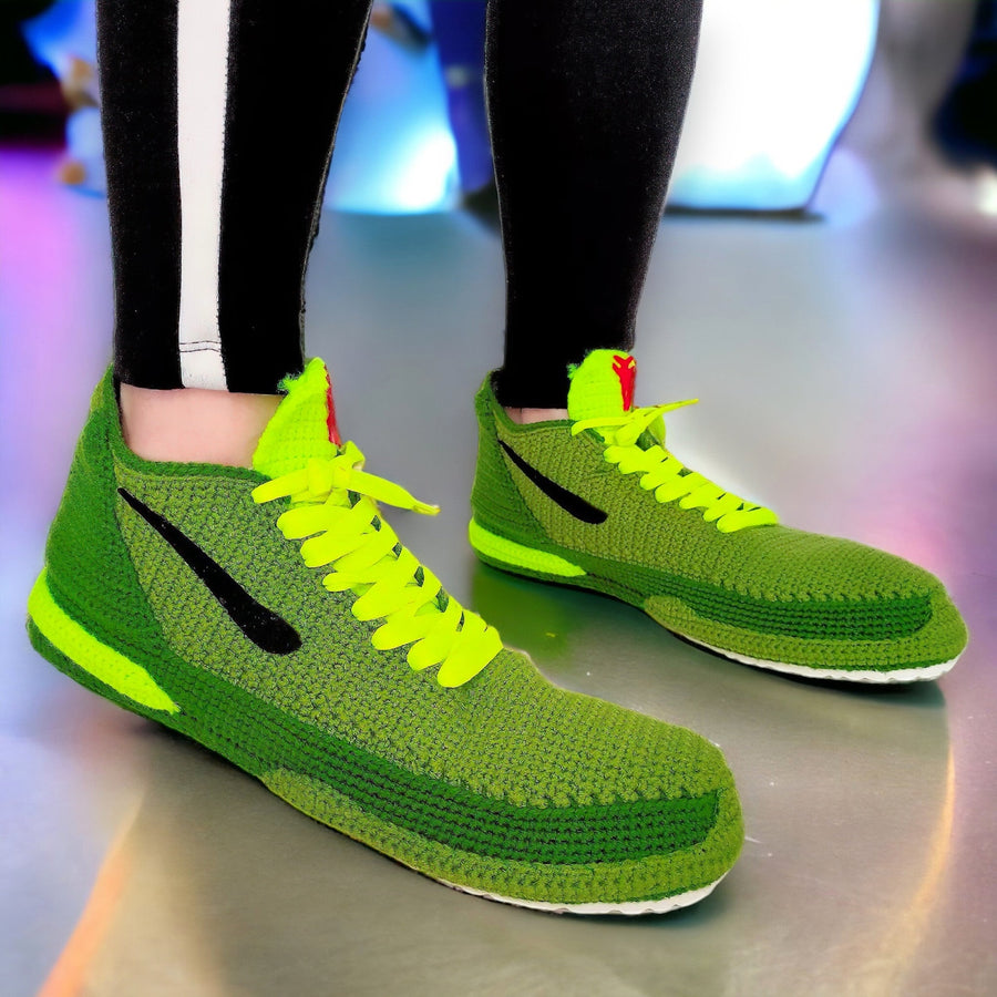 Kobe Green Christmas Sneakers - Custom Mamba Style Retro Basketball Shoes - Holiday Gift for Sneakerheads - Urban 24 Outfit - Plush Sneakers