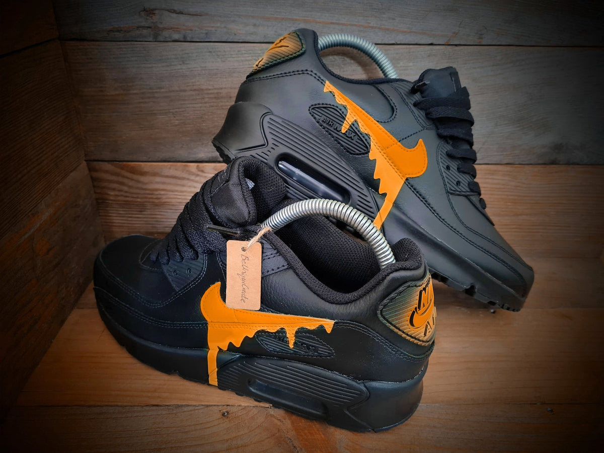 Custom Painted Air Max 90/Sneakers/Shoes/Kicks/Premium/Personalised/Orange Drip