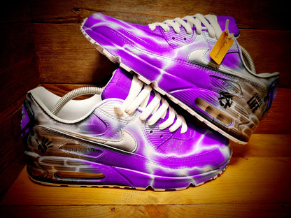 Custom Painted Air Max 90/Sneakers/Shoes/Kicks/Premium/Personalised/Purple Brick Art