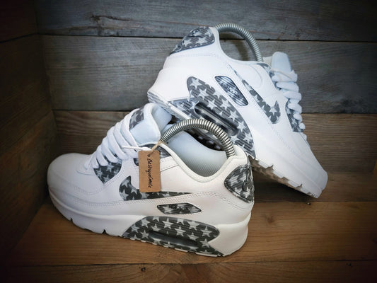 Custom Painted Air Max 90/Sneakers/Shoes/Kicks/Premium/Personalised/Grey Stars