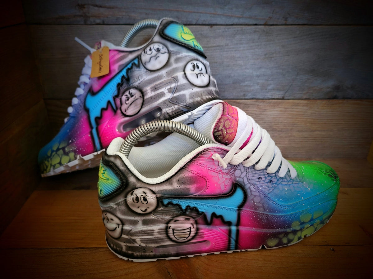Custom Painted Air Max 90/Sneakers/Shoes/Kicks/Premium/Personalised/Emotions-Blue