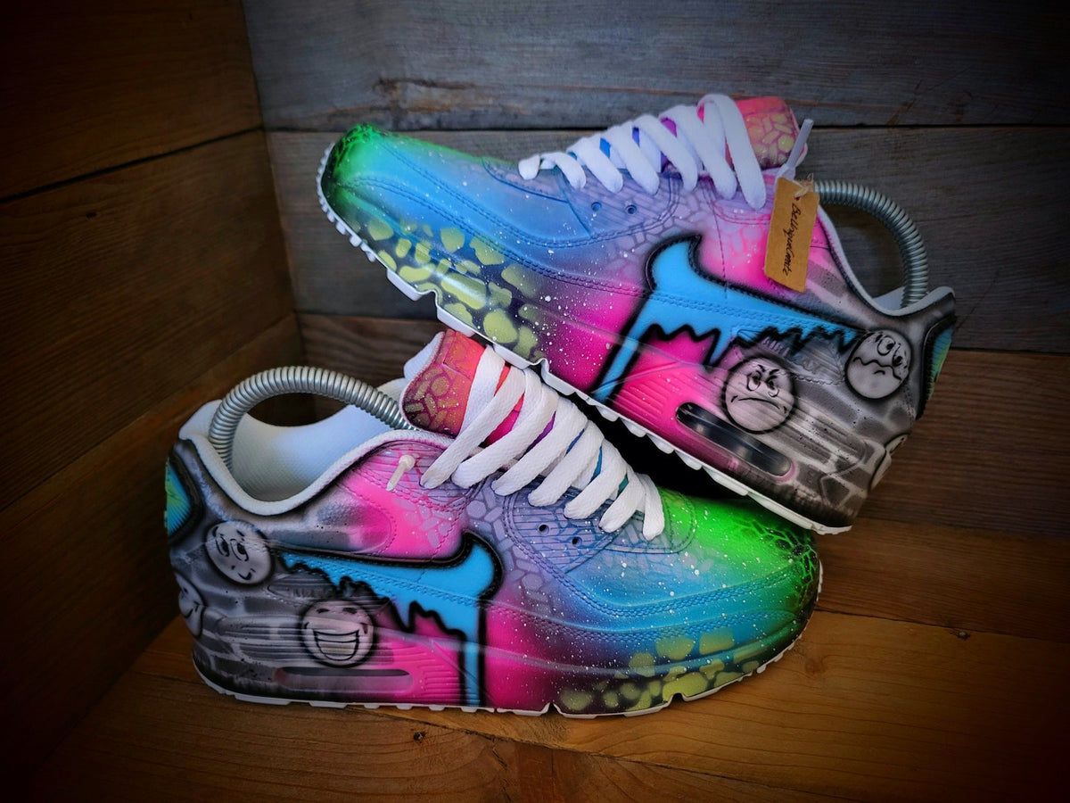 Custom Painted Air Max 90/Sneakers/Shoes/Kicks/Premium/Personalised/Emotions-Blue