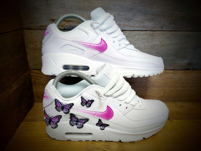 Custom Painted Air Max 90/Sneakers/Shoes/Kicks/Premium/Personalised/Pink Butterfly