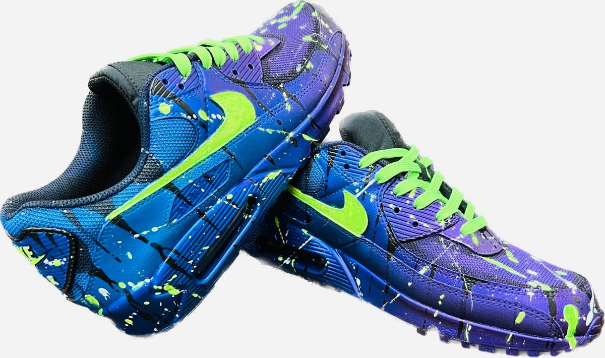 Air Max 90 LTR Customized CYBERPUNK Sneakers | Airbrushed - Handpainted with Rainbow Drops style | Custom Shoes | Airbrush Art