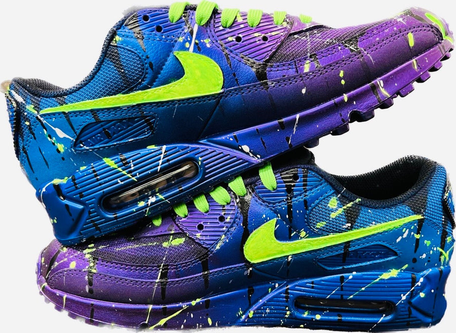 Air Max 90 LTR Customized CYBERPUNK Sneakers | Airbrushed - Handpainted with Rainbow Drops style | Custom Shoes | Airbrush Art
