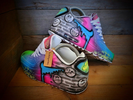 Custom Painted Air Max 90/Sneakers/Shoes/Kicks/Premium/Personalised/Emotions-Blue