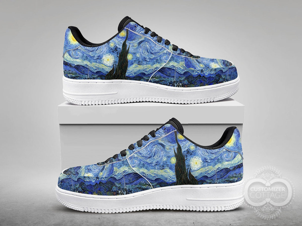 Starry Night painting, Custom Made Streetwear Low Top Shoes