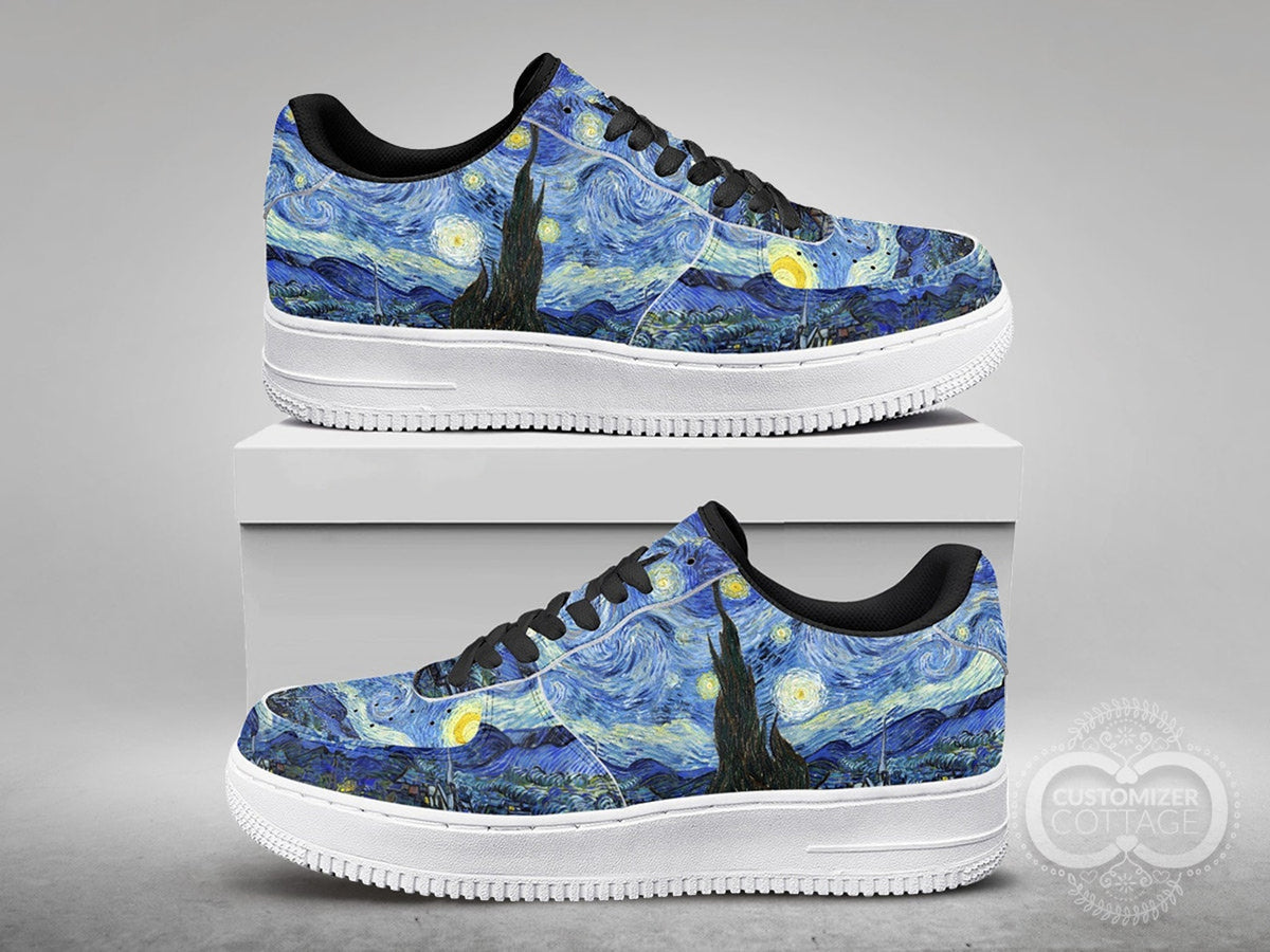 Starry Night painting, Custom Made Streetwear Low Top Shoes