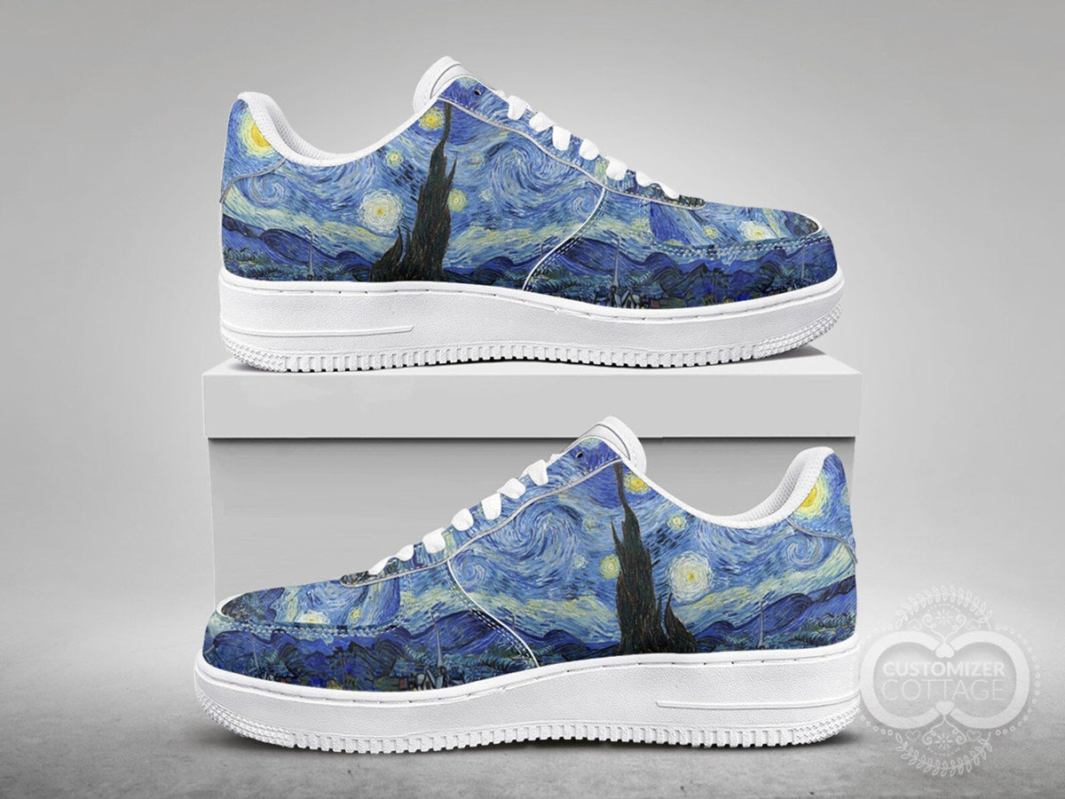 Starry Night painting, Custom Made Streetwear Low Top Shoes