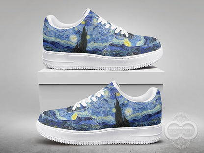 Starry Night painting, Custom Made Streetwear Low Top Shoes