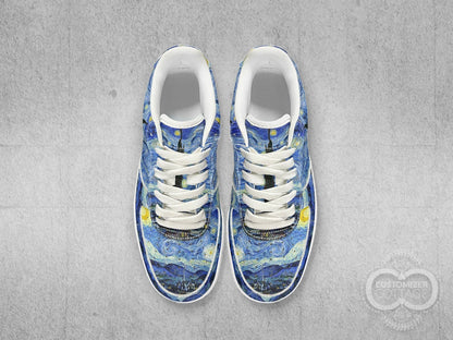 Starry Night painting, Custom Made Streetwear Low Top Shoes