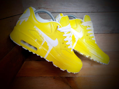 Custom Painted Air Max 90/Sneakers/Shoes/Kicks/Premium/Personalised/Classic Drip-Yellow
