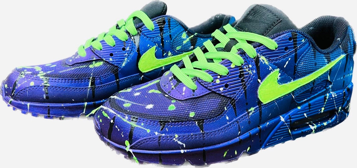 Air Max 90 LTR Customized CYBERPUNK Sneakers | Airbrushed - Handpainted with Rainbow Drops style | Custom Shoes | Airbrush Art