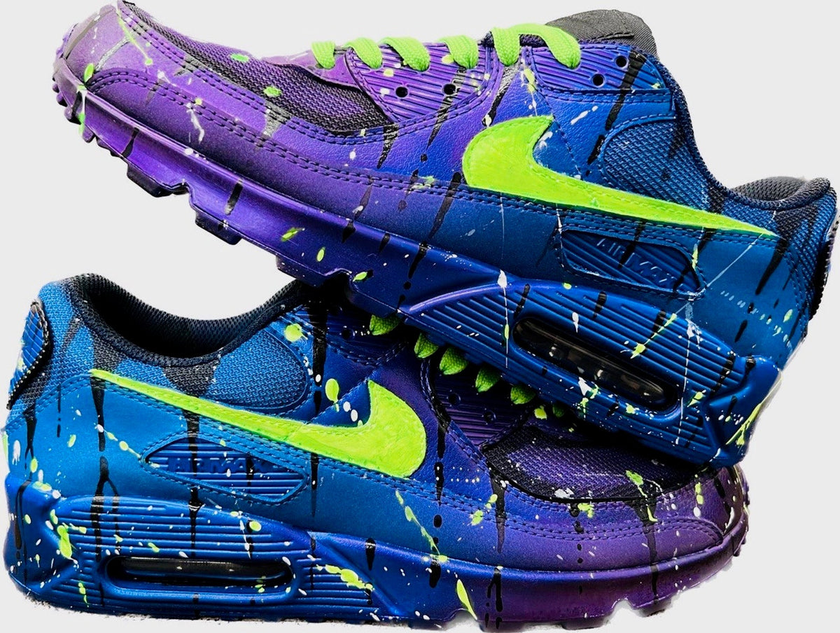 Air Max 90 LTR Customized CYBERPUNK Sneakers | Airbrushed - Handpainted with Rainbow Drops style | Custom Shoes | Airbrush Art