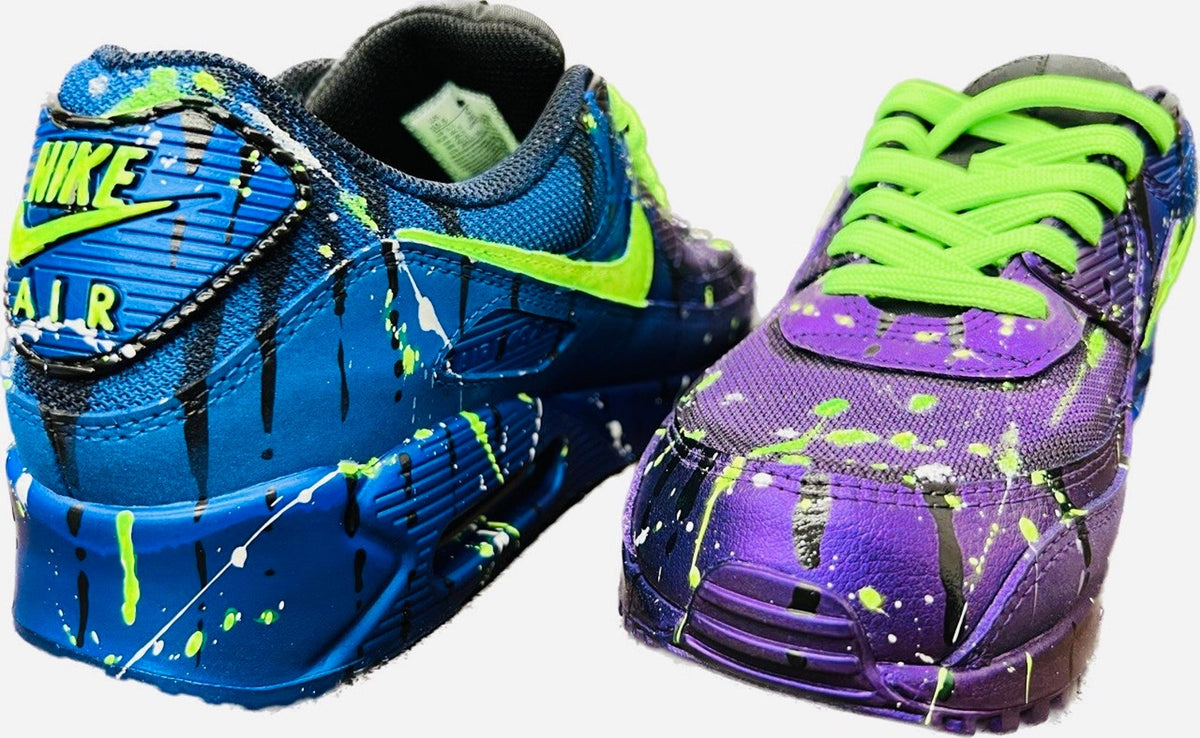 Air Max 90 LTR Customized CYBERPUNK Sneakers | Airbrushed - Handpainted with Rainbow Drops style | Custom Shoes | Airbrush Art