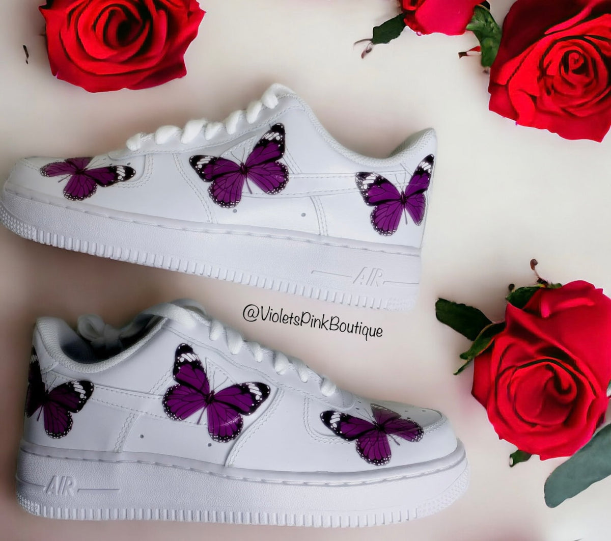 Nike Air Force Purple Butterflies Women's Custom Butterfly Sneakers Gift Ideas