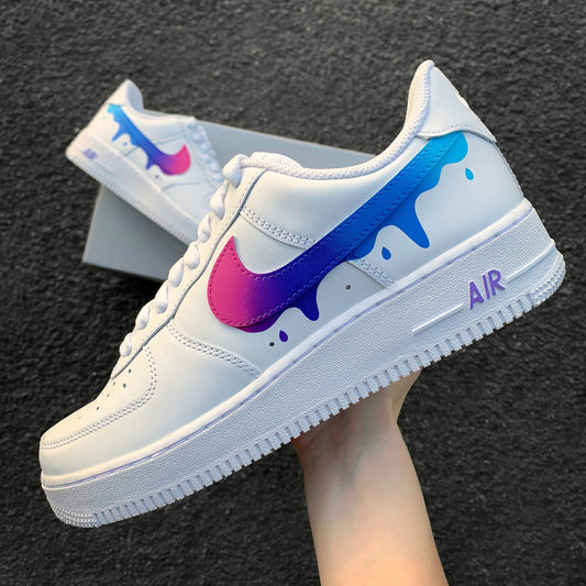 Custom Nike Air Force 1 Color Gradient with Drops - Custom Sneaker Color Gradient mit Drip - Hand-painted Shoes - Custom Sneaker AF1