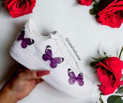 Nike Air Force Purple Butterflies Women's Custom Butterfly Sneakers Gift Ideas