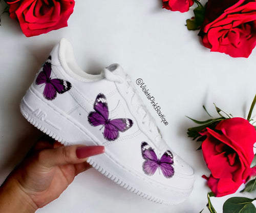 Nike Air Force Purple Butterflies Women's Custom Butterfly Sneakers Gift Ideas