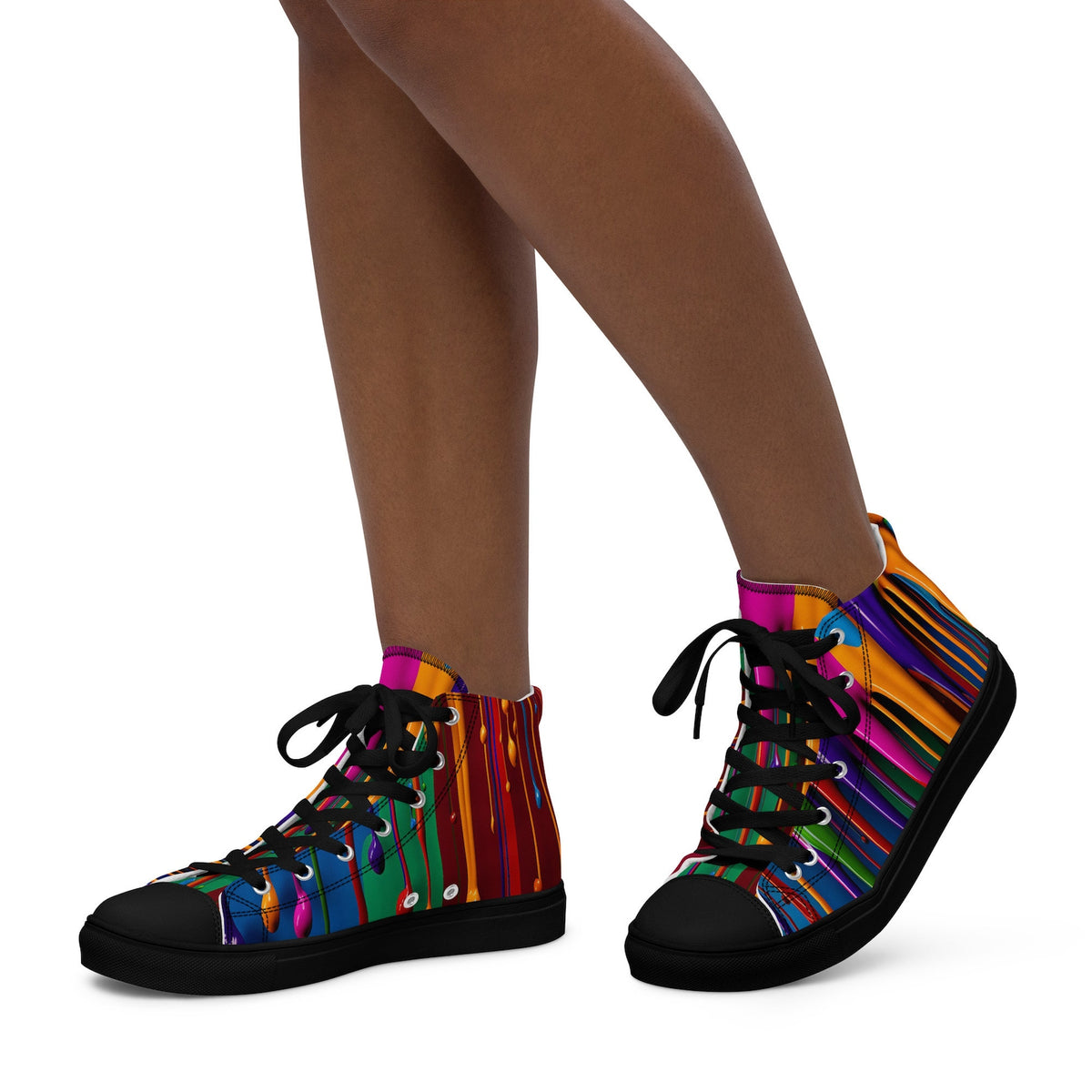 Custom Chuck Taylor style, high top Sneakers, Paint drip shoes, trendy shoes, Back to school canvas shoes! Rainbow Sneakers. Gift for her.