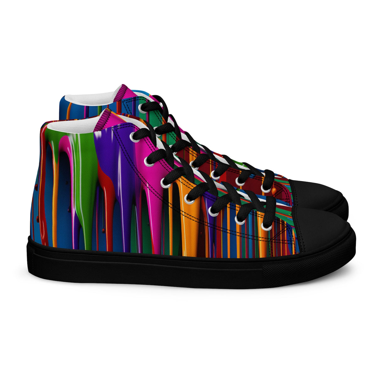 Custom Chuck Taylor style, high top Sneakers, Paint drip shoes, trendy shoes, Back to school canvas shoes! Rainbow Sneakers. Gift for her.