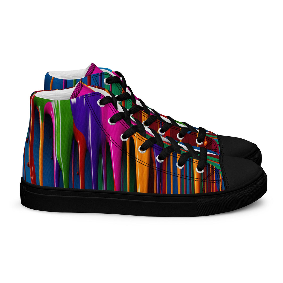 Custom Chuck Taylor style, high top Sneakers, Paint drip shoes, trendy shoes, Back to school canvas shoes! Rainbow Sneakers. Gift for her.