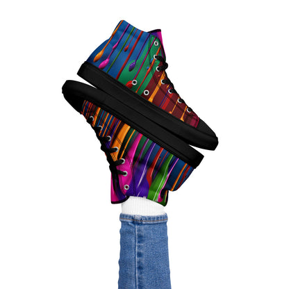 Custom Chuck Taylor style, high top Sneakers, Paint drip shoes, trendy shoes, Back to school canvas shoes! Rainbow Sneakers. Gift for her.