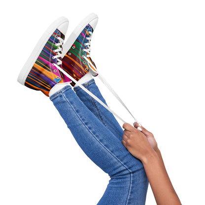 Custom Chuck Taylor style, high top Sneakers, Paint drip shoes, trendy shoes, Back to school canvas shoes! Rainbow Sneakers. Gift for her.