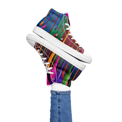 Custom Chuck Taylor style, high top Sneakers, Paint drip shoes, trendy shoes, Back to school canvas shoes! Rainbow Sneakers. Gift for her.