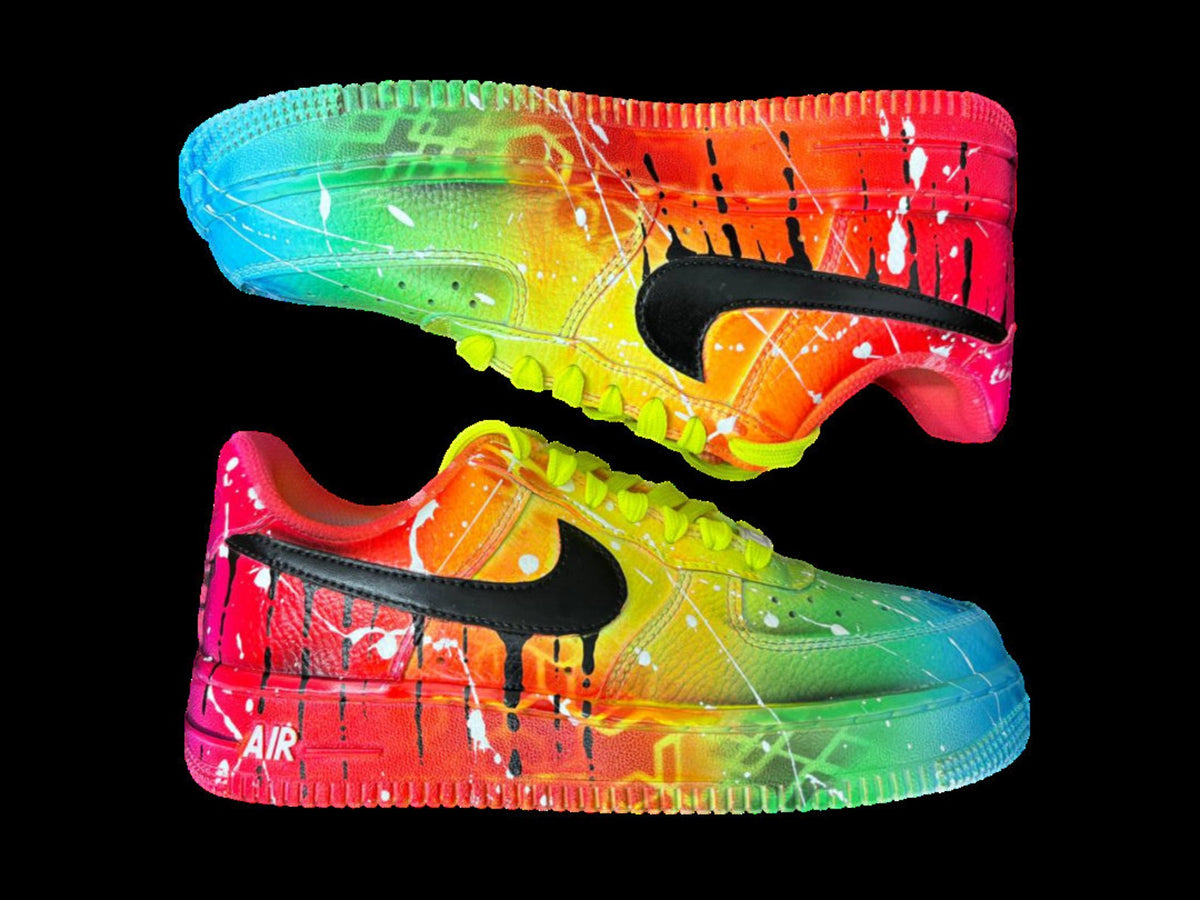 Customized AIR FORCE 1 Rainbow Graffiti Sneakers | Free Style Handpainted and Airbrushed | Custom Shoes Airbrush Art | On demand quick ship