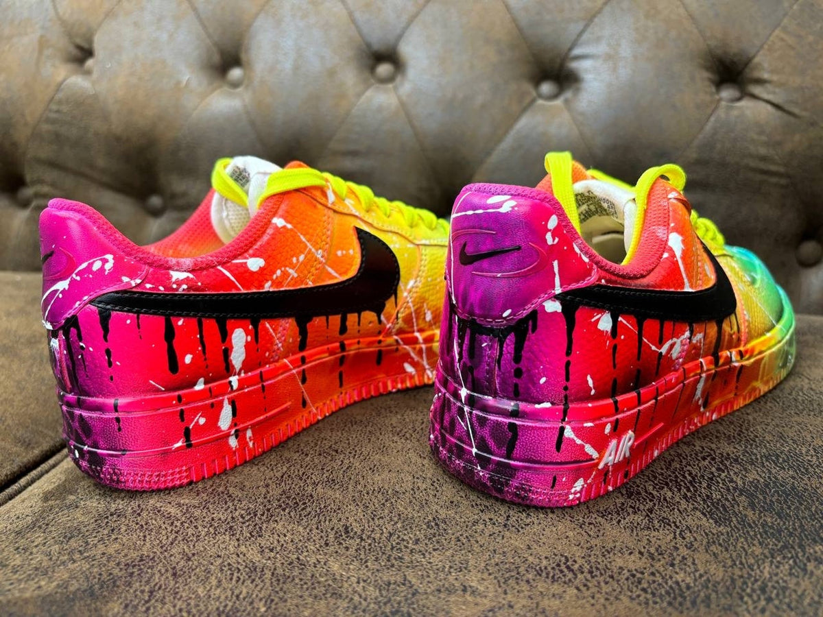 Customized AIR FORCE 1 Rainbow Graffiti Sneakers | Free Style Handpainted and Airbrushed | Custom Shoes Airbrush Art | On demand quick ship
