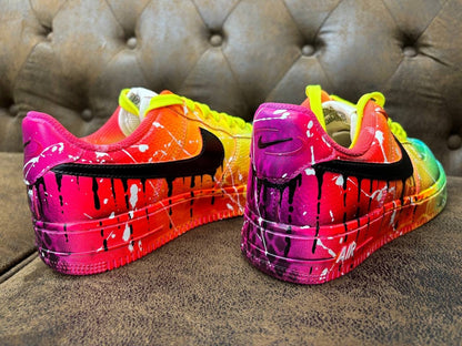 Customized AIR FORCE 1 Rainbow Graffiti Sneakers | Free Style Handpainted and Airbrushed | Custom Shoes Airbrush Art | On demand quick ship