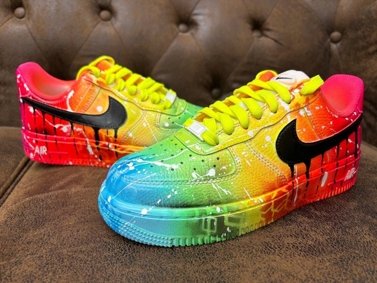 Customized AIR FORCE 1 Rainbow Graffiti Sneakers | Free Style Handpainted and Airbrushed | Custom Shoes Airbrush Art | On demand quick ship