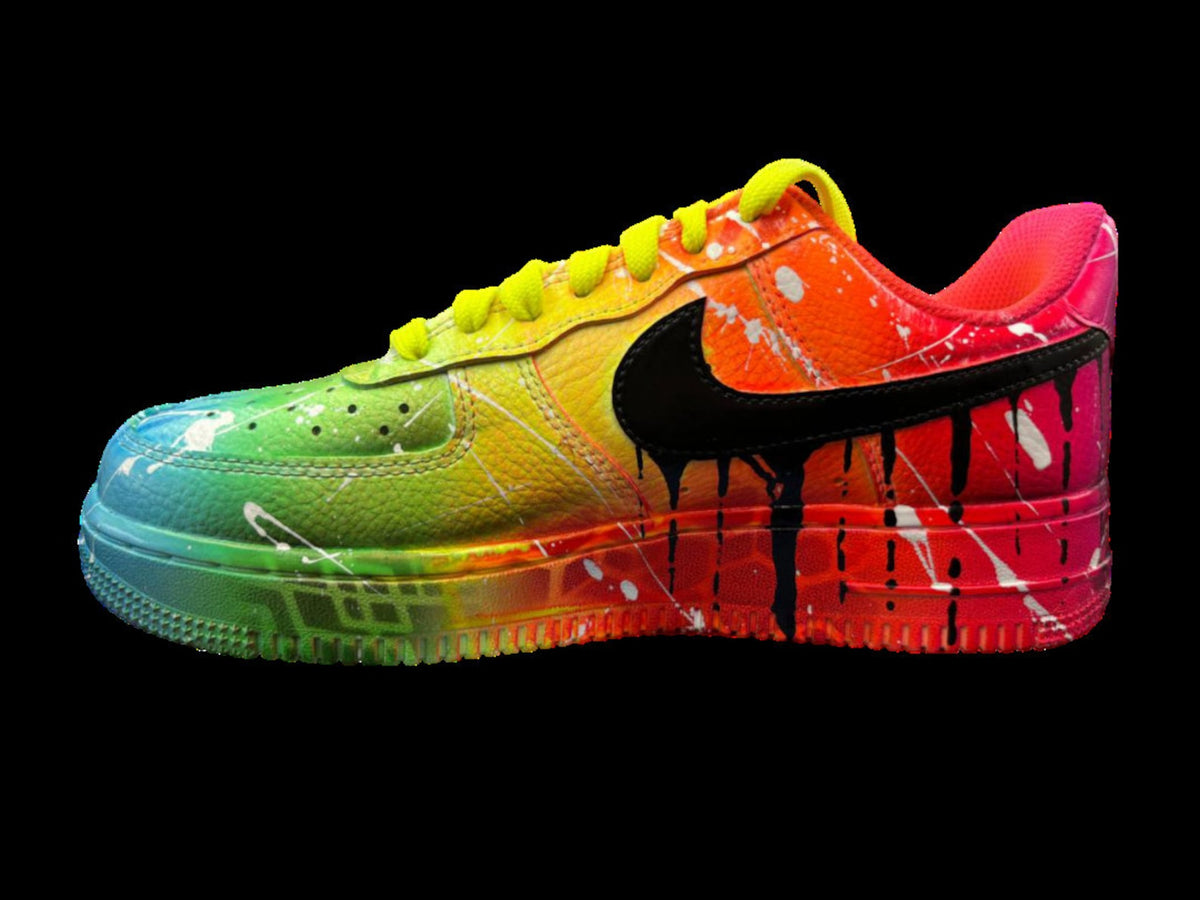 Customized AIR FORCE 1 Rainbow Graffiti Sneakers | Free Style Handpainted and Airbrushed | Custom Shoes Airbrush Art | On demand quick ship