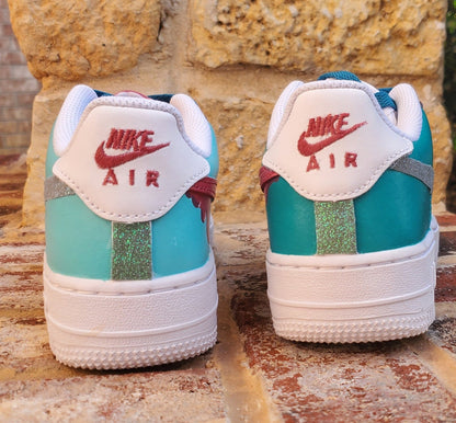 Custom Glitter Teal and Pink Shoes/ Air Force Ones/ Custom Shoes