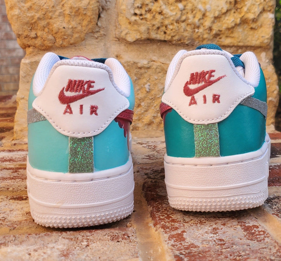 Custom Glitter Teal and Pink Shoes/ Air Force Ones/ Custom Shoes