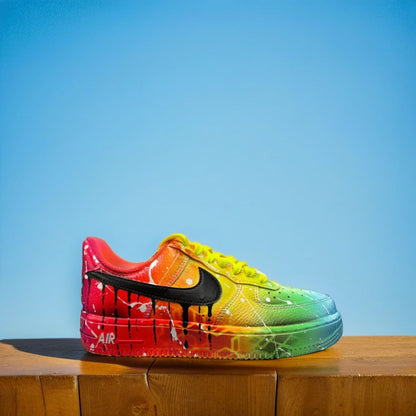 Customized AIR FORCE 1 Rainbow Graffiti Sneakers | Free Style Handpainted and Airbrushed | Custom Shoes Airbrush Art | On demand quick ship