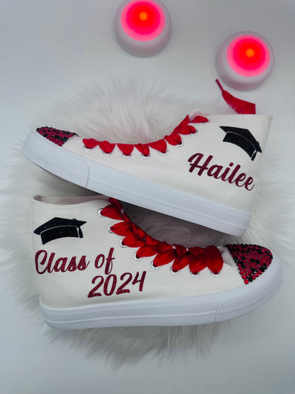 Personalized Graduation Sneakers: Custom Rhinestone Class of Shoes