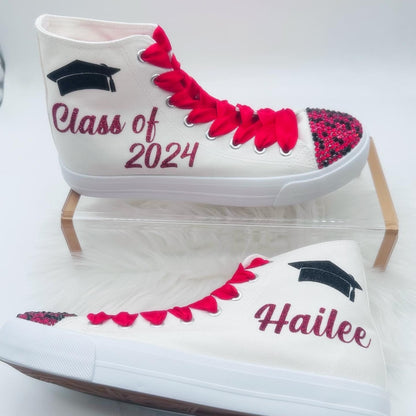 Personalized Graduation Sneakers: Custom Rhinestone Class of Shoes