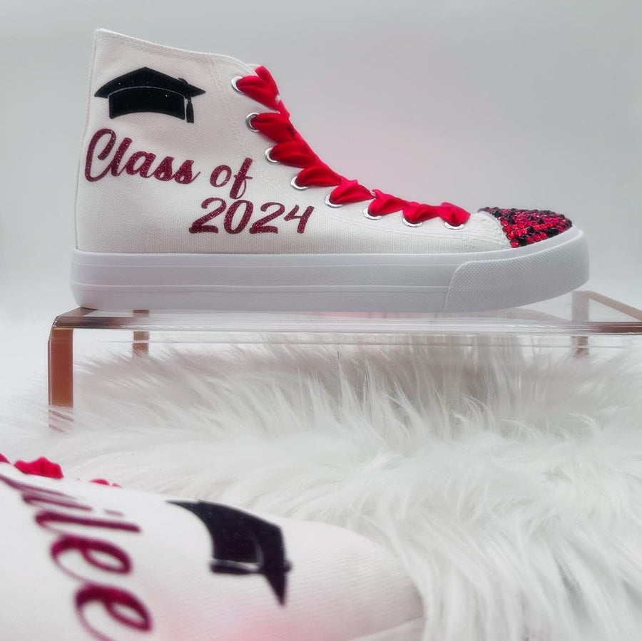 Personalized Graduation Sneakers: Custom Rhinestone Class of Shoes